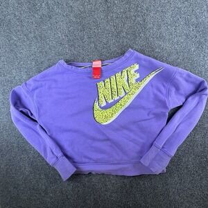 Nike Seasonal SB Cropped Sweatshirt Girls XL Lavender Logo Cotton‎ Thumbholes